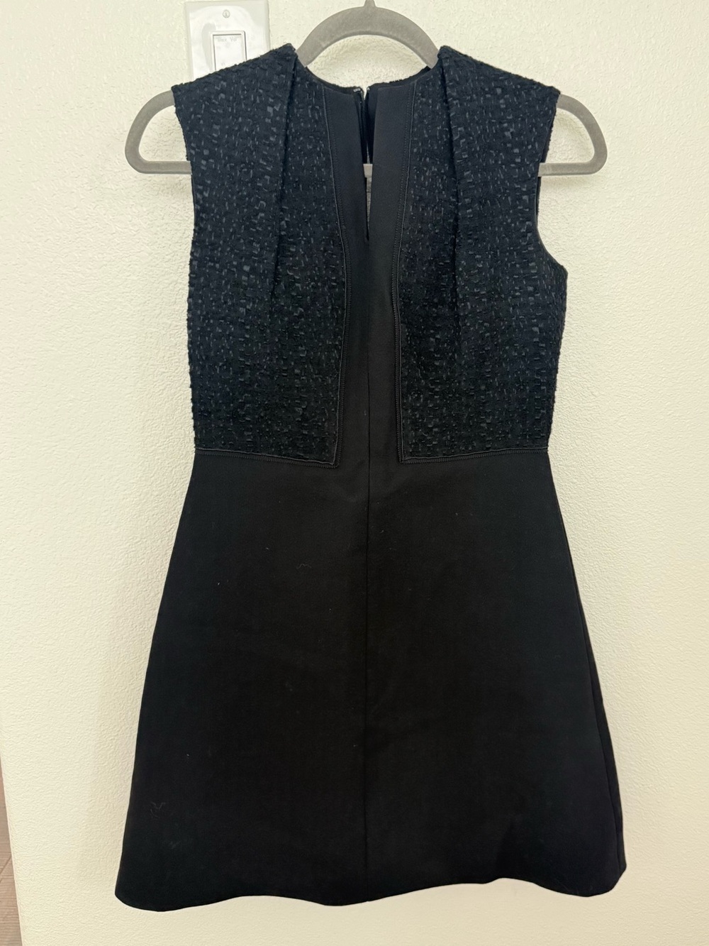 Textured Panel Black Sleeveless Mini Dress